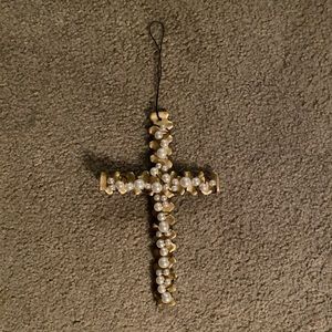 Cross Ornament Gold with Pearls